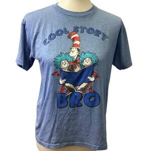 Dr Suess Womens Medium Cool Story Bro Cat In The Hat Reading A Book Tee Shirt